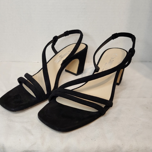 La Canadienne Pola black suede square stappy sandal 36 Stuart Weitzman soirée 35 - Picture 2 of 16
